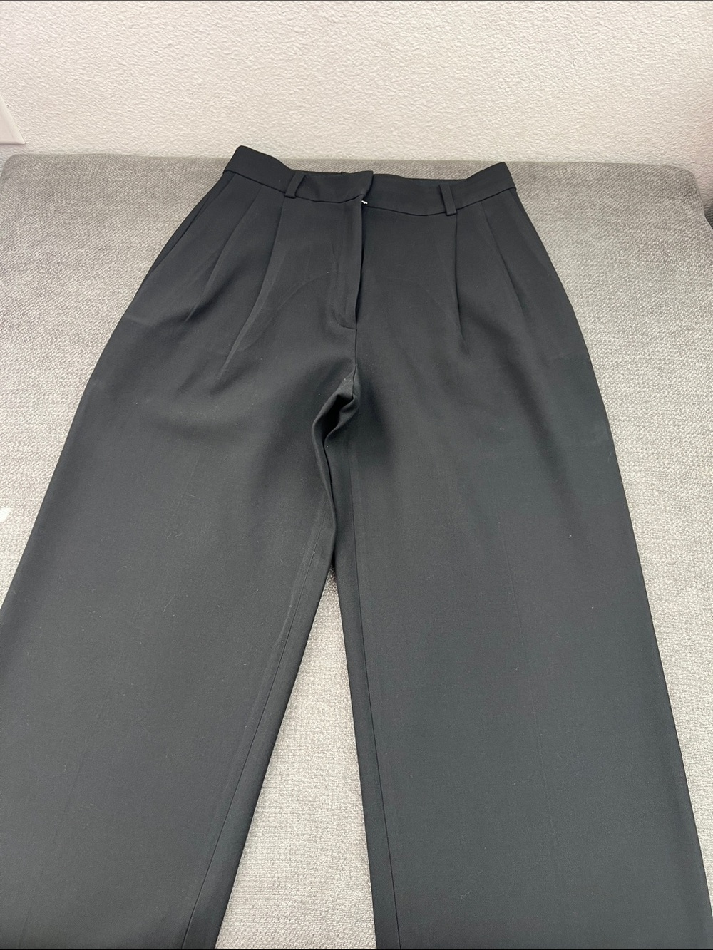 Babaton Black High-Rise Pleated Wide-Leg Trousers